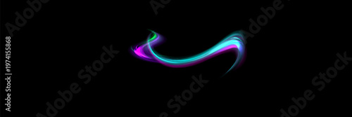 Semicircular wave, light vortex wake. Bright circle. Set of abstract light lines of movement and speed. Light line effect blue neon glow flare wave glowing shiny speed lines effect vector background.