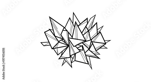 Geometric abstract crystal formation illustration.