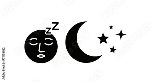 Sleeping Moon Face with Stars.