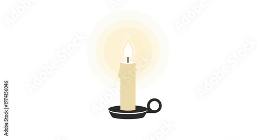 A single white burning candle.
