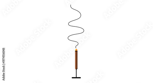 Burning cigarette with smoke rising.