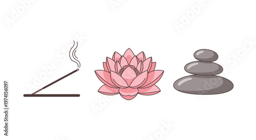 Incense stick and lotus flower arrangement.