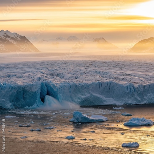 Arctic Ice Landscape - A Majestic View of Glaciers and Mountains.