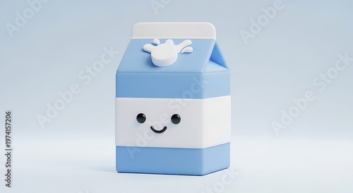 A 3d isolated blue plastic bottle of water and a plastic bottle of milk presented as a Christmas gift object with a holiday ribbon bow and paper box container
