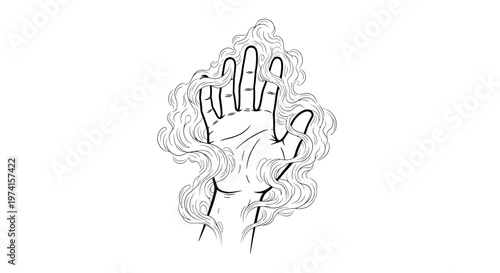 A drawing of a woman with her hand covering her face.