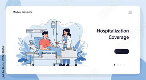 Hospitalized male patient receives care from a medical doctor in a clinical setting illustrating health insurance and hospital coverage.