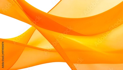 Flowing, orange fabric curves dramatically against a white background, creating an abstract and dynamic composition with light play