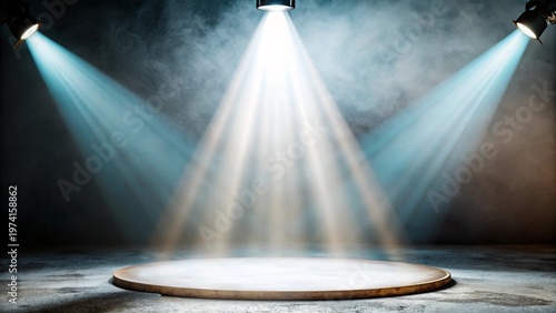 Three lights shine into the center of the stage, along with a small amount of smoke effect