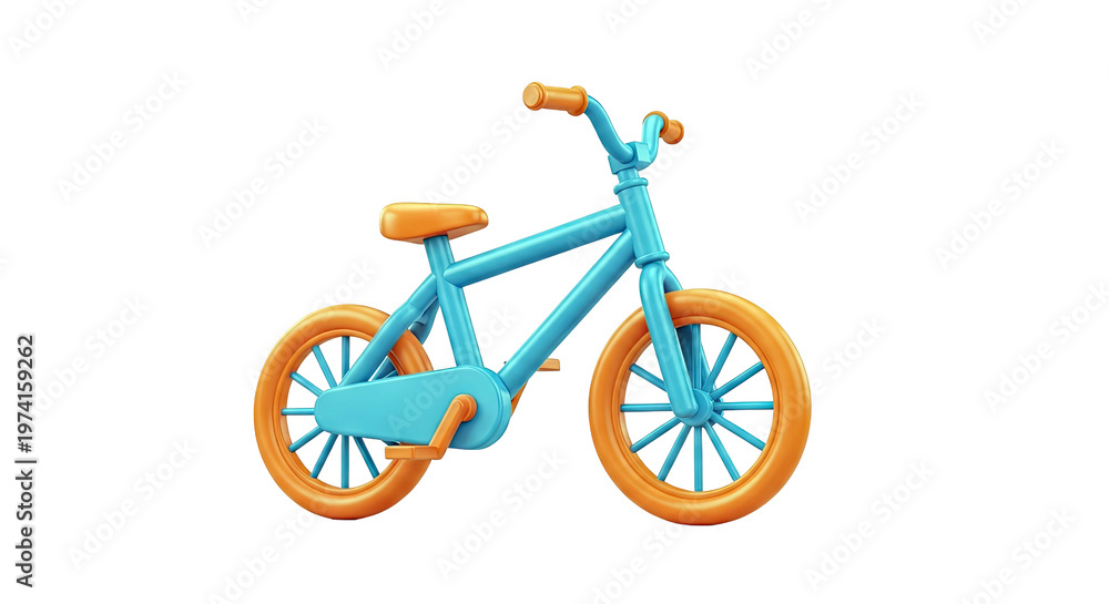 Fototapeta premium Blue and Orange 3D Bicycle