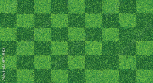 Detailed green checkered pattern resembling a well-maintained lawn or a sports field with a subtle grassy texture.