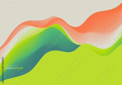 3D abstract wavy background with beautiful gradient colour transition. Dynamic wave. Vector illustration for banner, flyer, brochure, booklet, presentation or website design.
