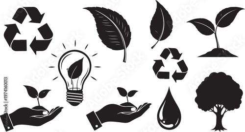 Eco Friendly Symbols and Icons for Sustainable Living Concepts