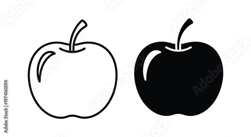 Two apples one white and one black presented as a striking silhouette