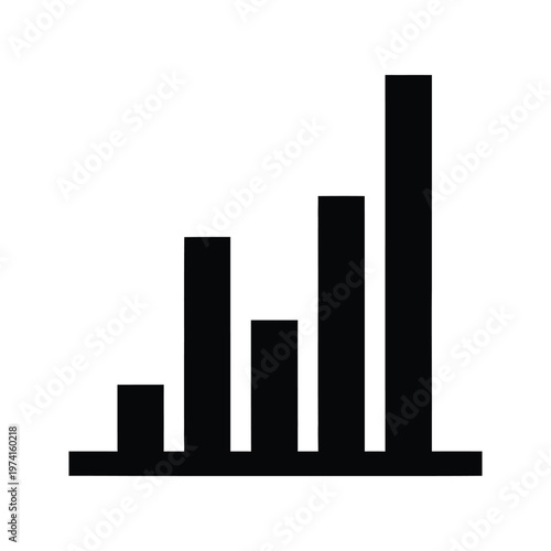 Bar graph showcasing fluctuating data with varying bar heights in a monochrome design