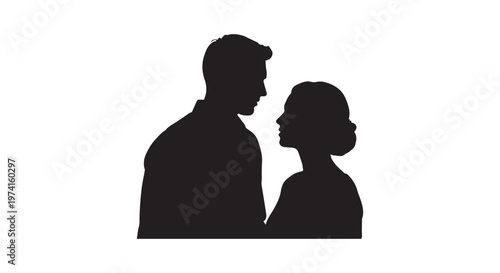 Canvas Print A silhouette of two people embracing in a moment of love and togetherness