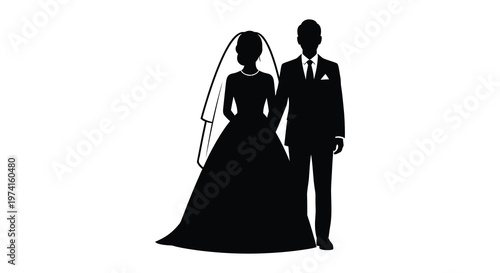 Elegant wedding couple pose showcasing a classic black silhouette high quality