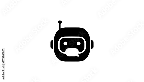 Chatbot icons logo vector in black and white, chatbot logo, chatbot vector, chatbot icon, robot, vector, illustration, symbol, button, vision, human, iris, web, eyeball, design, sign, ball, circle, bu