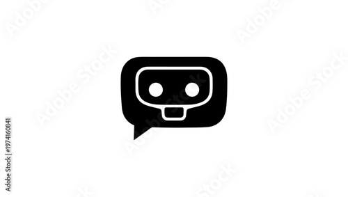 Chatbot icons logo vector in black and white, chatbot logo, chatbot vector, chatbot icon, robot, vector, illustration, symbol, button, vision, human, iris, web, eyeball, design, sign, ball, circle, bu
