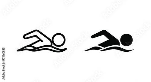 Two swimmers in action depicted in a striking black silhouette