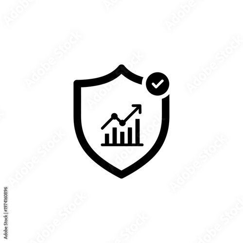 Shield with graph and check mark.