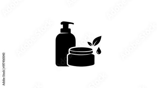 skincare icon logo vector in black and white in editable file, skincare logos, skincare cream logo vector, isolated, white, equipment, object, lens, old, photo, film, photography, metal, serum