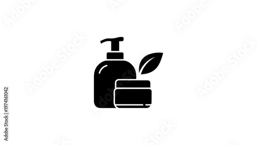skincare icon logo vector in black and white in editable file, skincare logos, skincare cream logo vector, isolated, white, equipment, object, lens, old, photo, film, photography, metal, serum