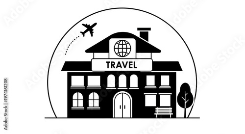 Travel agency office building logo.