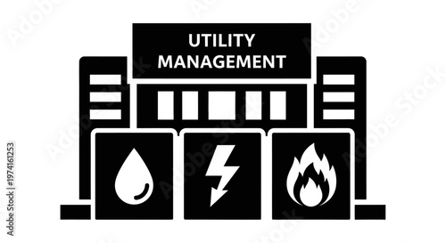 Utility management system graphic icon set.
