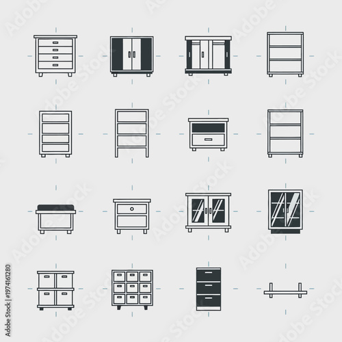 Various types of furniture drawers.