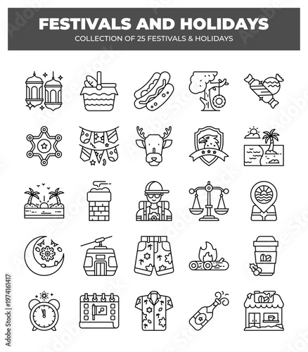 Collection of 25 Festivals and Holidays. A Visual Guide to Festive Celebrations