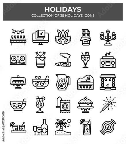 Holidays. Collection of 25 Festive Icons