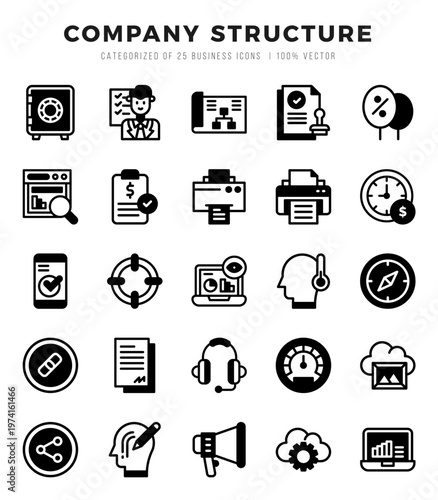 Company Structure icons set for website and mobile site and apps.