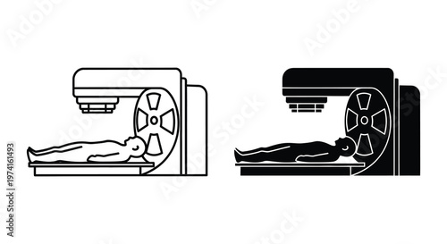 Medical imaging device with a patient undergoing a scan black silhouette