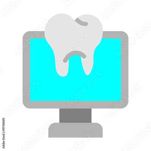 Online Tooth Clinic Vector Flat Icon Design