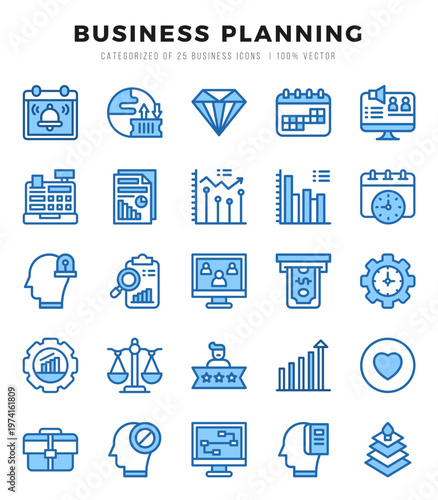 Business Strategy Icons bundle. Two Color style Icons. Vector illustration.