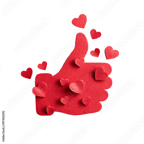 Isolated Thumbs Up with Hearts on White Background - Express Love and Appreciation