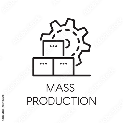 Icon in linear style of gear wheel. Mass production and modern machinery equipment concept. Contour pictogram or infographic element for different design needs. Vector illustration label