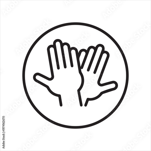 Black flat icon gesture hand of human high five, greeting