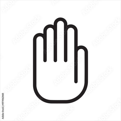 Black flat icon gesture hand of a human stop, palm.
