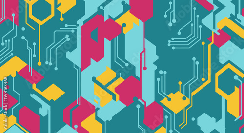 Vibrant abstract geometric pattern creates a modern, energetic mood, perfect for marketing materials, website design, or social media visuals.