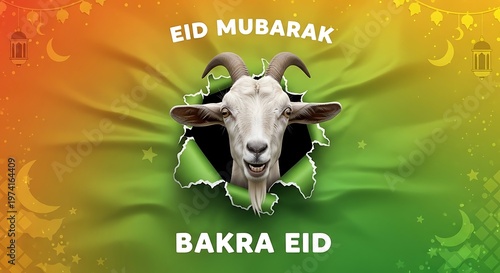 Eid Mubarak Bakra Eid Goat Illustration Festive Celebration.