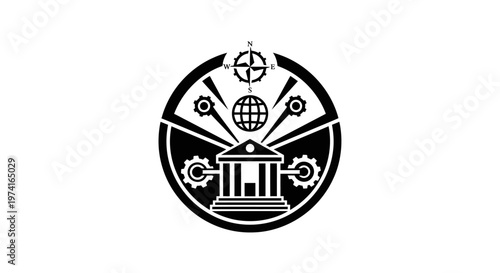 Black and white bank logo design.