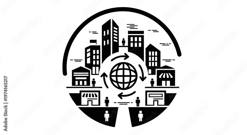 Fototapeta premium Black and white cityscape illustration design.