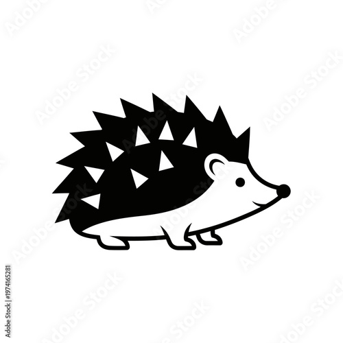 Black and white hedgehog cartoon character.