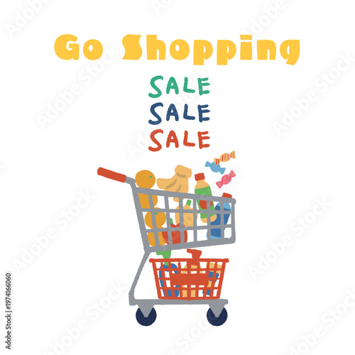 ショッピングカートとセールの文字のイラスト
