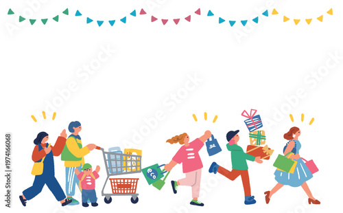 日常の買い物シーンのイラスト