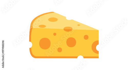 A simple, cartoon illustration of a cheese wedge, in shades of yellow and orange, showing holes and a curved edge. It's on a white background