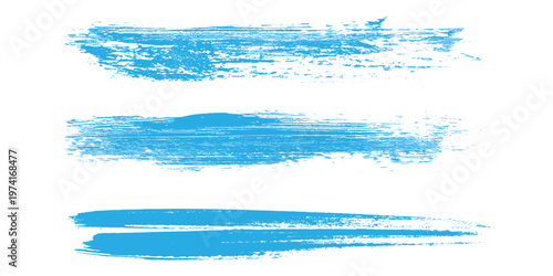 A pack of bent light blue ink vector lines. Long, rounded hand-drawn brush strokes, highlighted text, frames, and circles. Modern Asian calligraphy, eps 10.