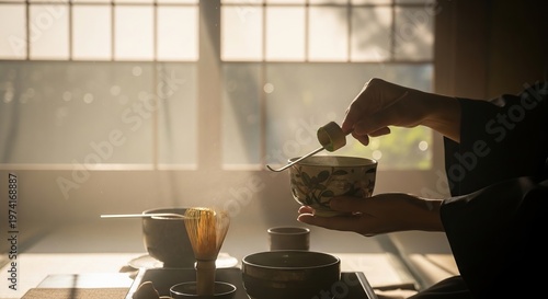 Japanese Tea Ceremony Preparation Ritual.