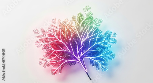 Vibrant Neon Leaf Art - Colorful Botanical Illustration.